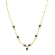 Chaine en Or jaune et blanc 18k avec Saphir et Diamants