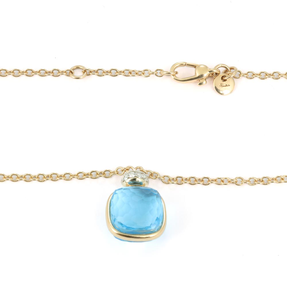 "Nudo Pomellato" Necklace in 18k Gold with Diamonds and Topaz