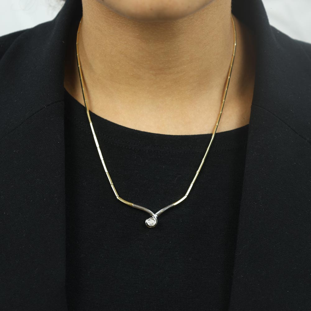 Collier deux Ors 18k avec Diamants