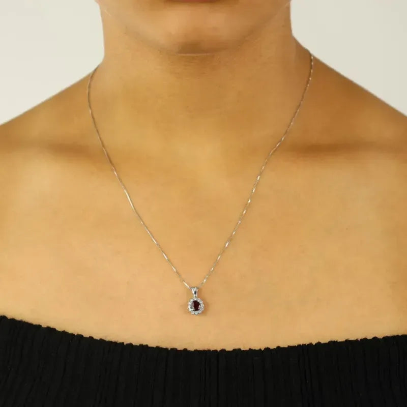 18k White Gold Ruby and Diamond Necklace