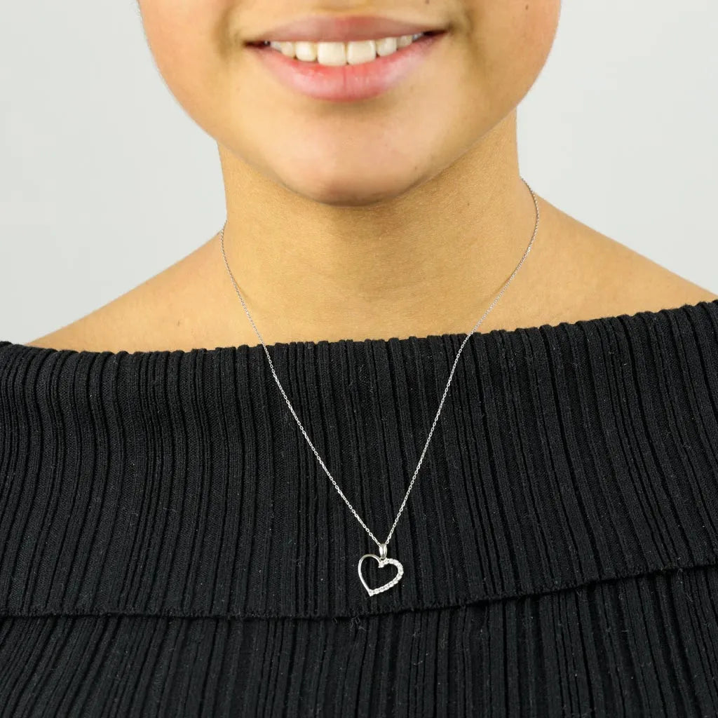 Collier en Or blanc 8k - Motif "Coeur"