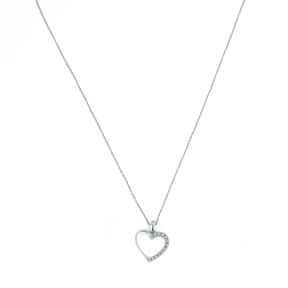 Collier en Or blanc 8k - Motif "Coeur"