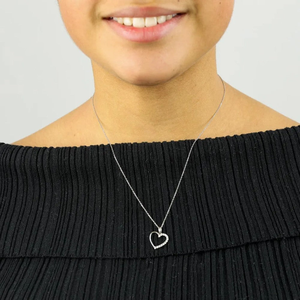 Collier en Or blanc 8k - Motif "Coeur"