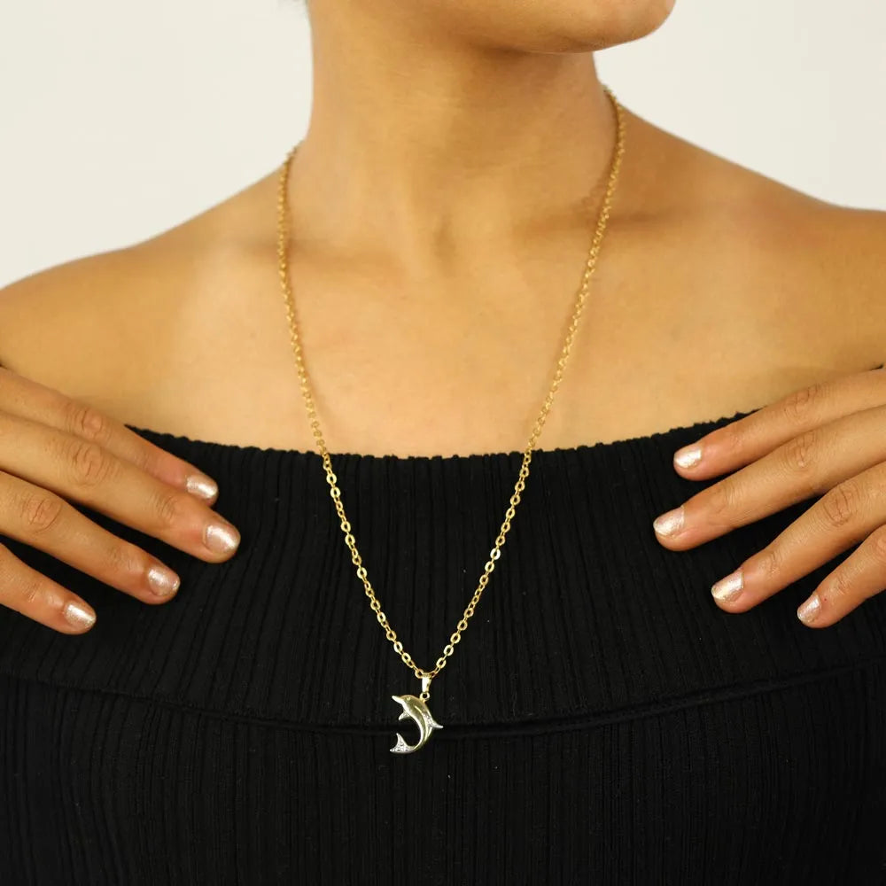 Collier en Or jaune 14k - Motif "Dauphin"