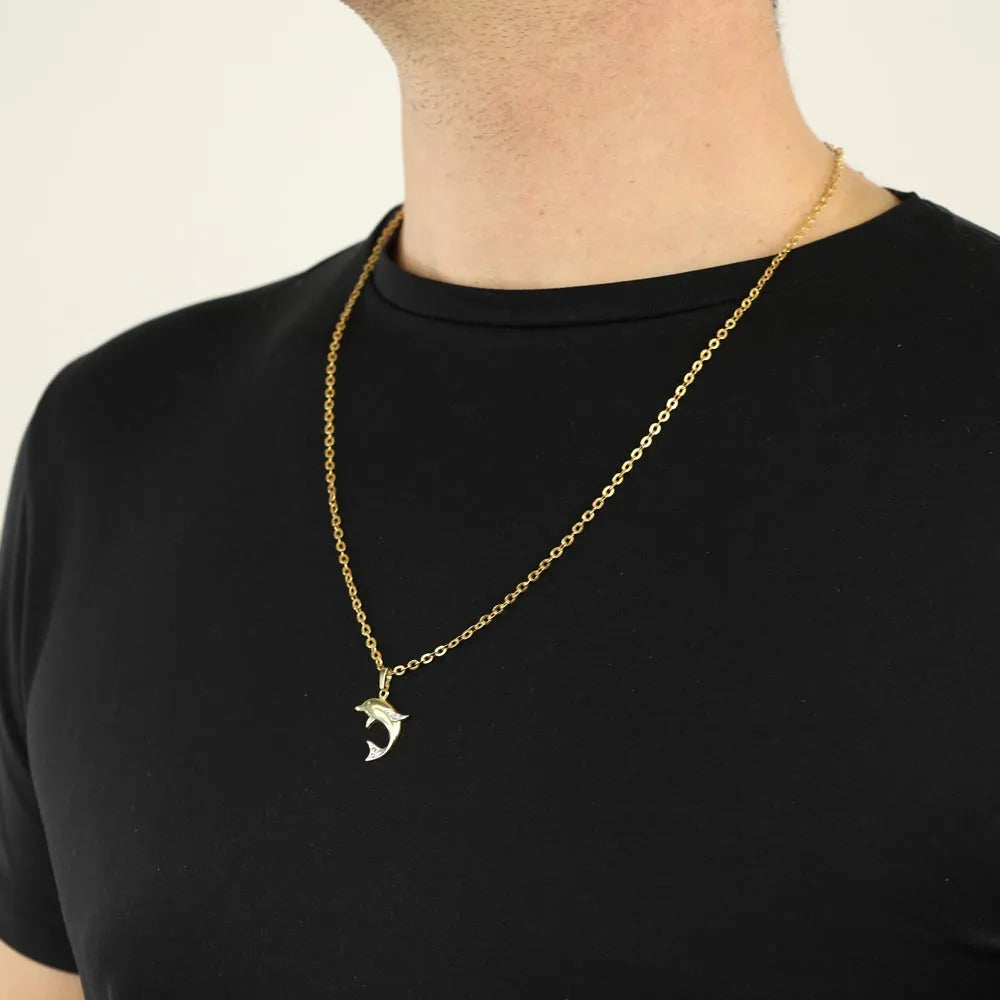 Collier en Or jaune 14k - Motif "Dauphin"