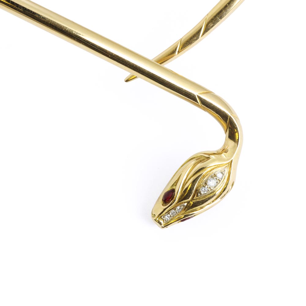 Collier en Or jaune 18K – Motif "Serpent" avec Diamants