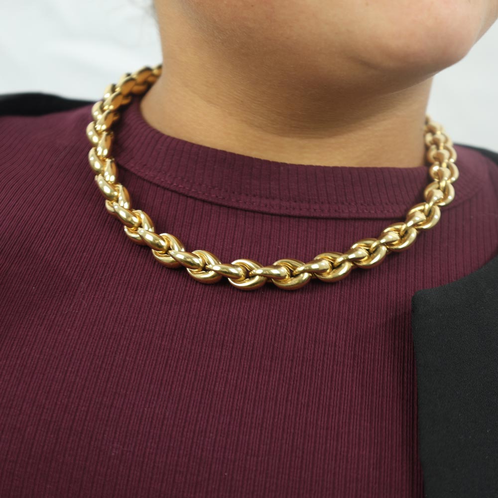 Collier en Or jaune 18k - Maille "Gourmette"