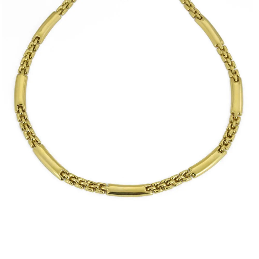 Collier en Or jaune 18k - Maille "alternée rigide et articulée"