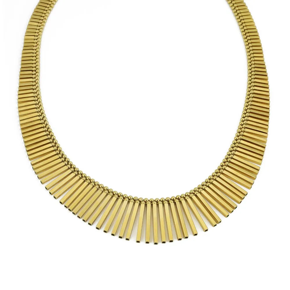 18k Yellow Gold Necklace - "Tiger's Eye" Mesh