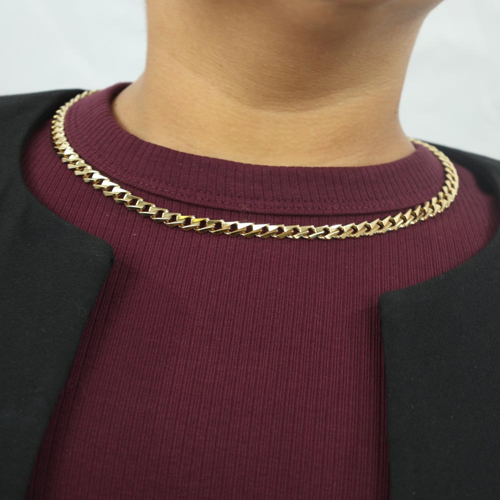 Collier en Or jaune 18k - Maille Cubaine