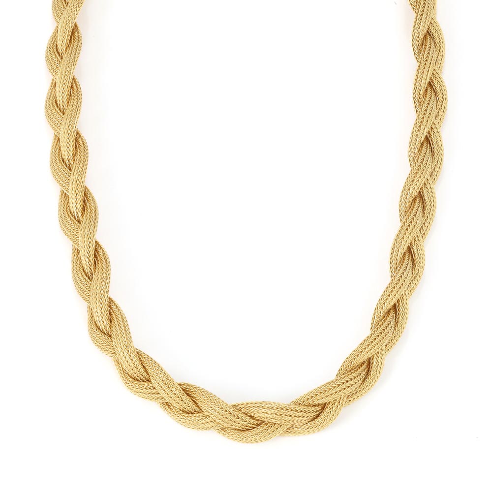 18k Yellow Gold Necklace - Twisted Mesh "Choker"
