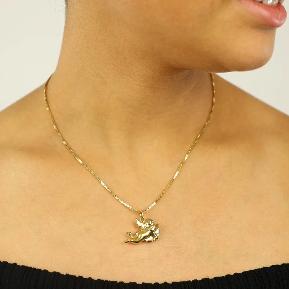 18k Yellow Gold Necklace - "Cupid" Motif