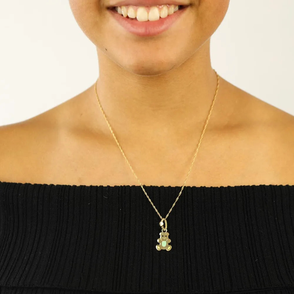 Collier en Or jaune 18k - Motif "Ourson émaillé"