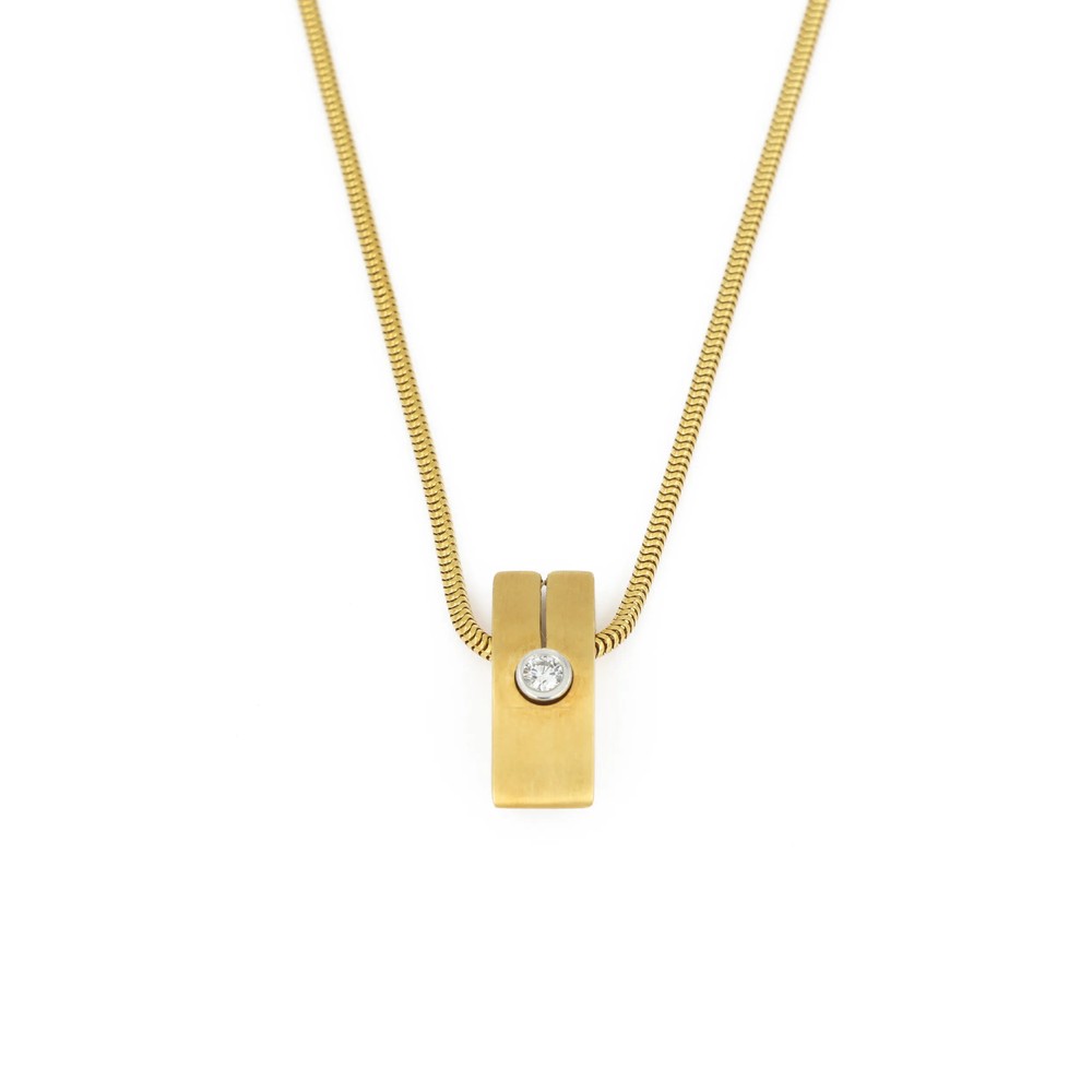 Collier en Or jaune 18k avec Diamant