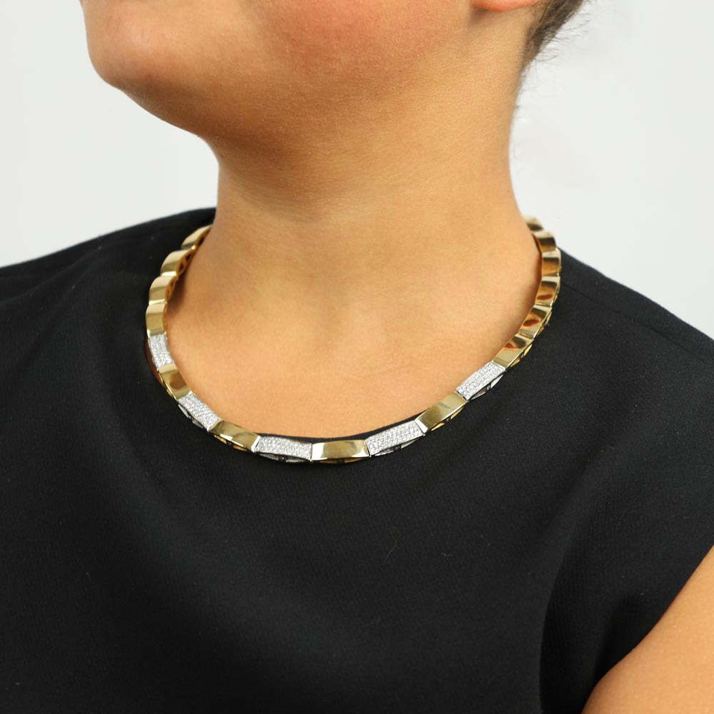 Collier en Or jaune 18k avec Diamants