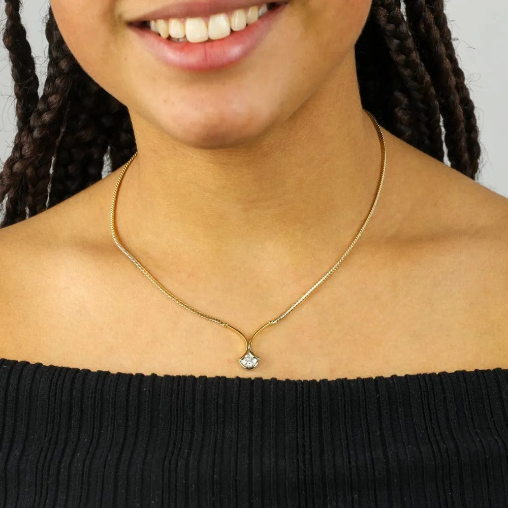 Collier en Or jaune 18k avec Diamants