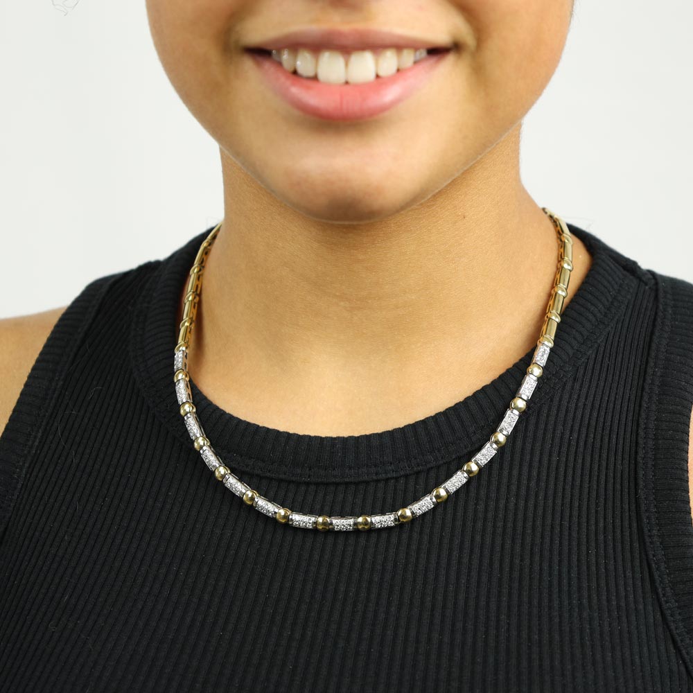 18K Yellow Gold Necklace with Diamonds