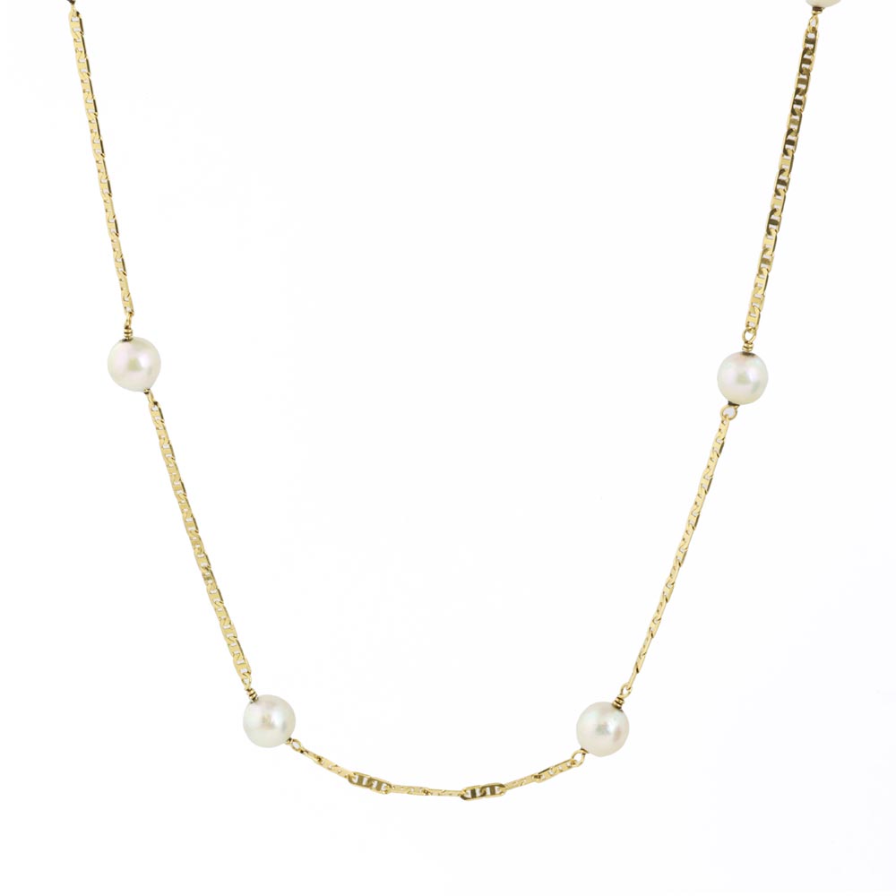 18k Yellow Gold Necklace with Pearls