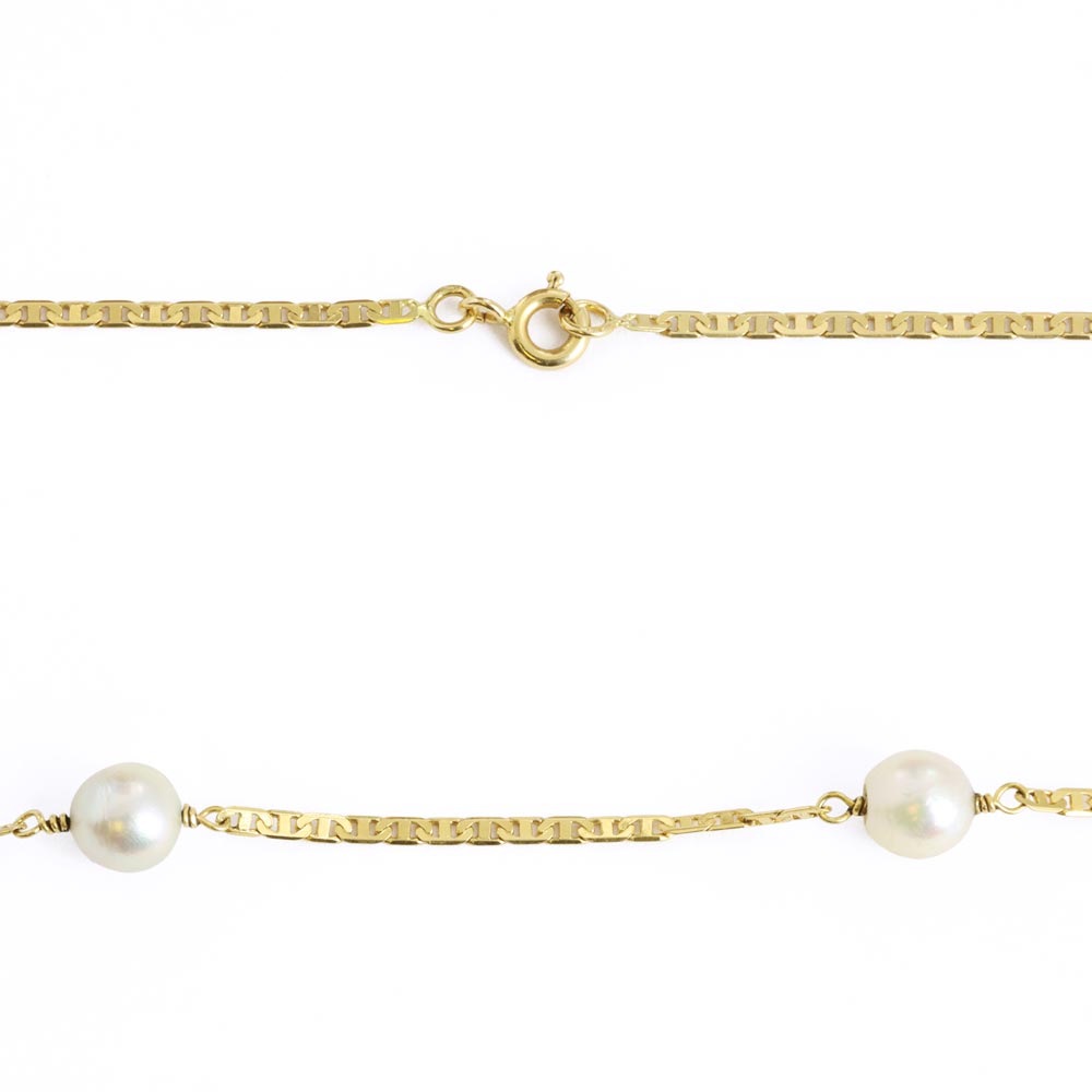18k Yellow Gold Necklace with Pearls