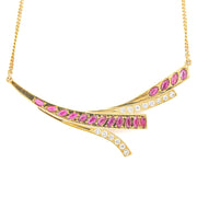 Collier en Or jaune 18k avec Rubis et Diamants