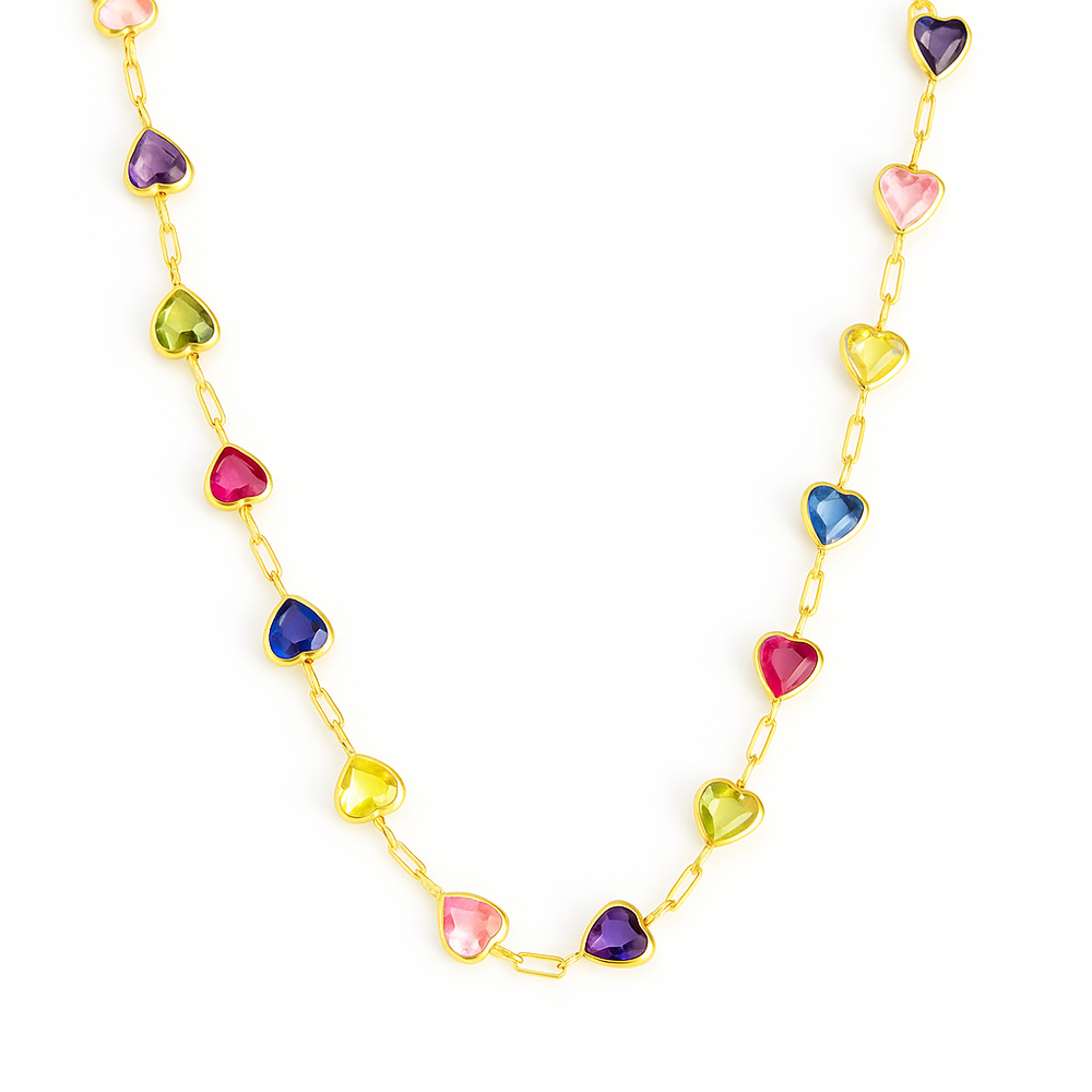 18k Yellow Gold Necklace with Zirconia