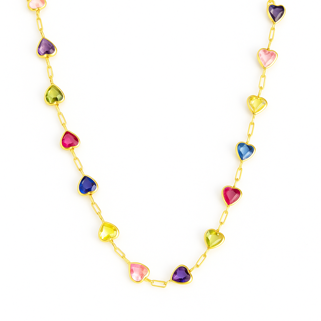 Collier en Or jaune 18k avec Zirconiums