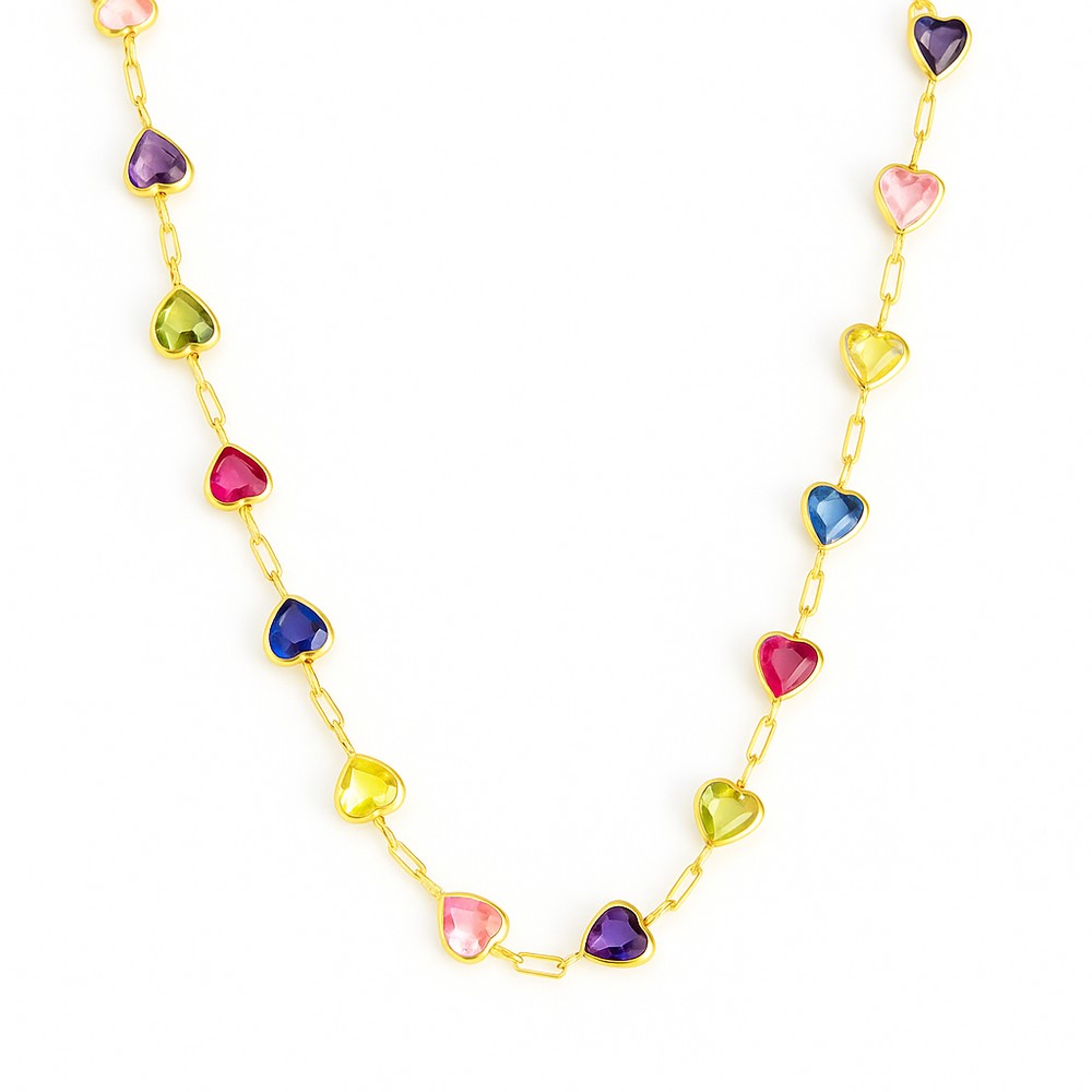 Collier en Or jaune 18k avec Zirconiums