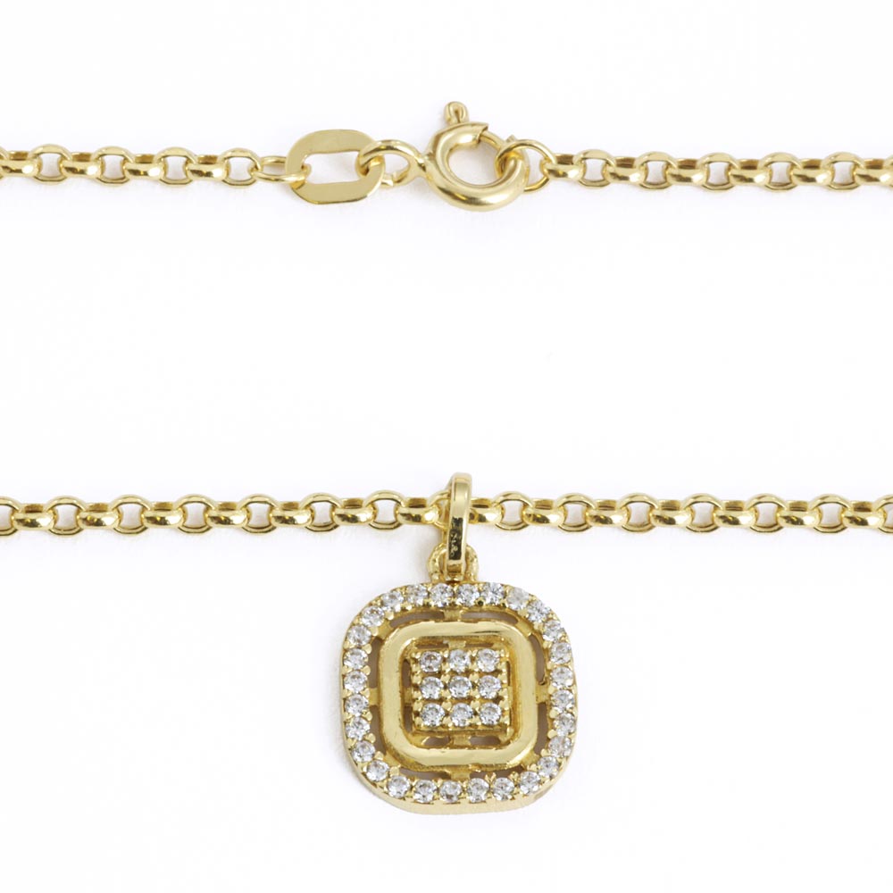 Collier en Or jaune 18k avec Zirconiums