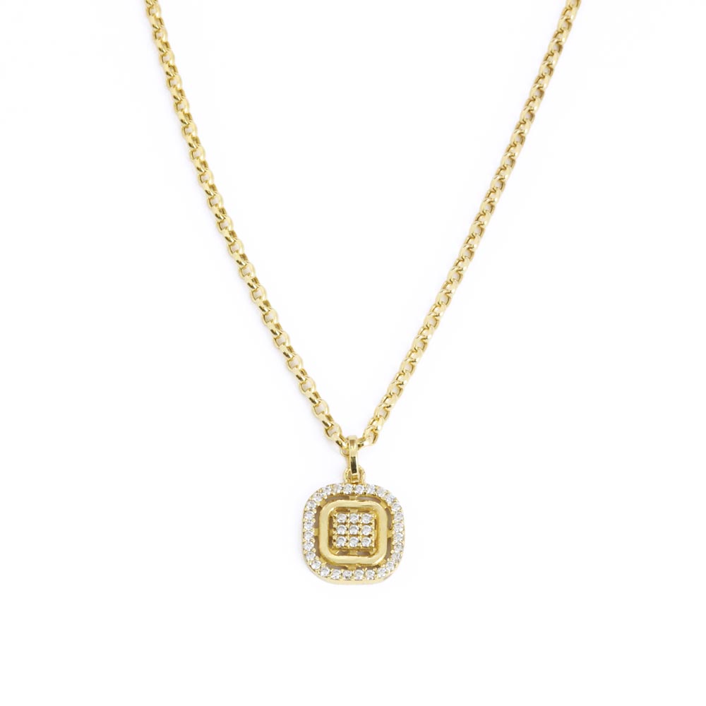 Collier en Or jaune 18k avec Zirconiums
