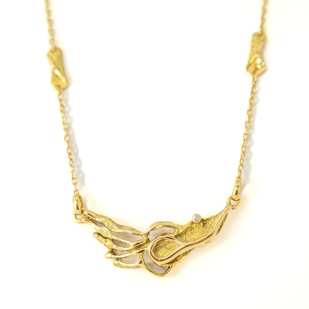 18k Yellow Gold Diamond Necklace - Signed Helga Kordt