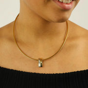 Collier en Or jaune et blanc 18k - Maille "Serpent ovale"