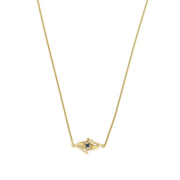 Collier et Pendentif en Or jaune 18k avec Diamants et Saphir