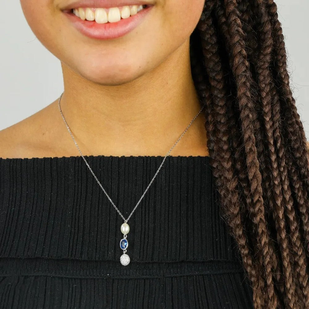 New Sterling Silver Necklace with Cut Glass