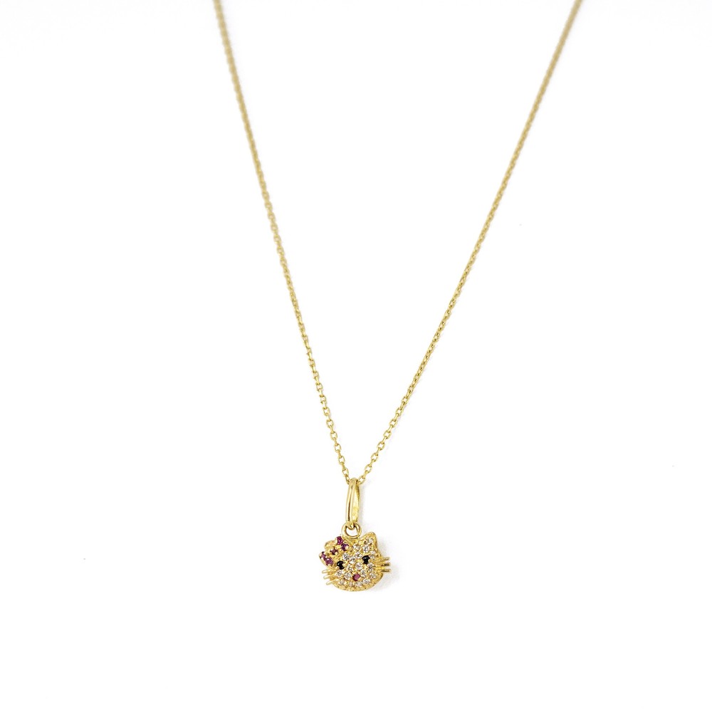 Parure - Bague, Bracelet, Collier en Or jaune 18k - Motif "Hello Kitty"