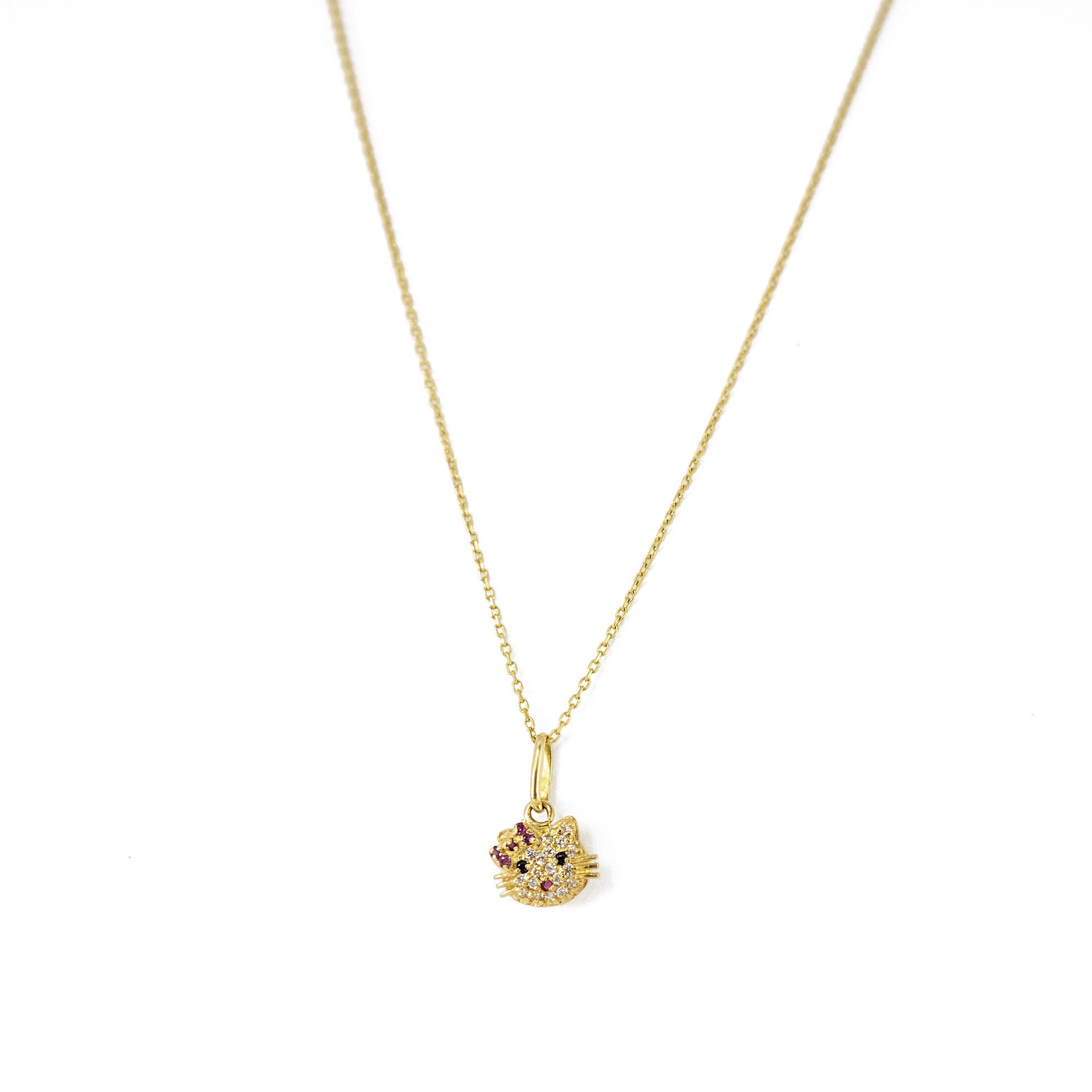 Parure - Bague, Bracelet, Collier en Or jaune 18k - Motif "Hello Kitty"