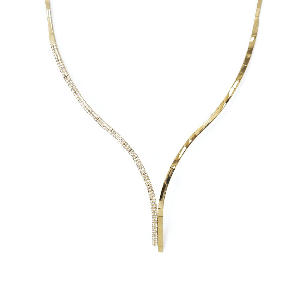Parure - Collier, Bracelet en Or jaune 18k avec Diamants