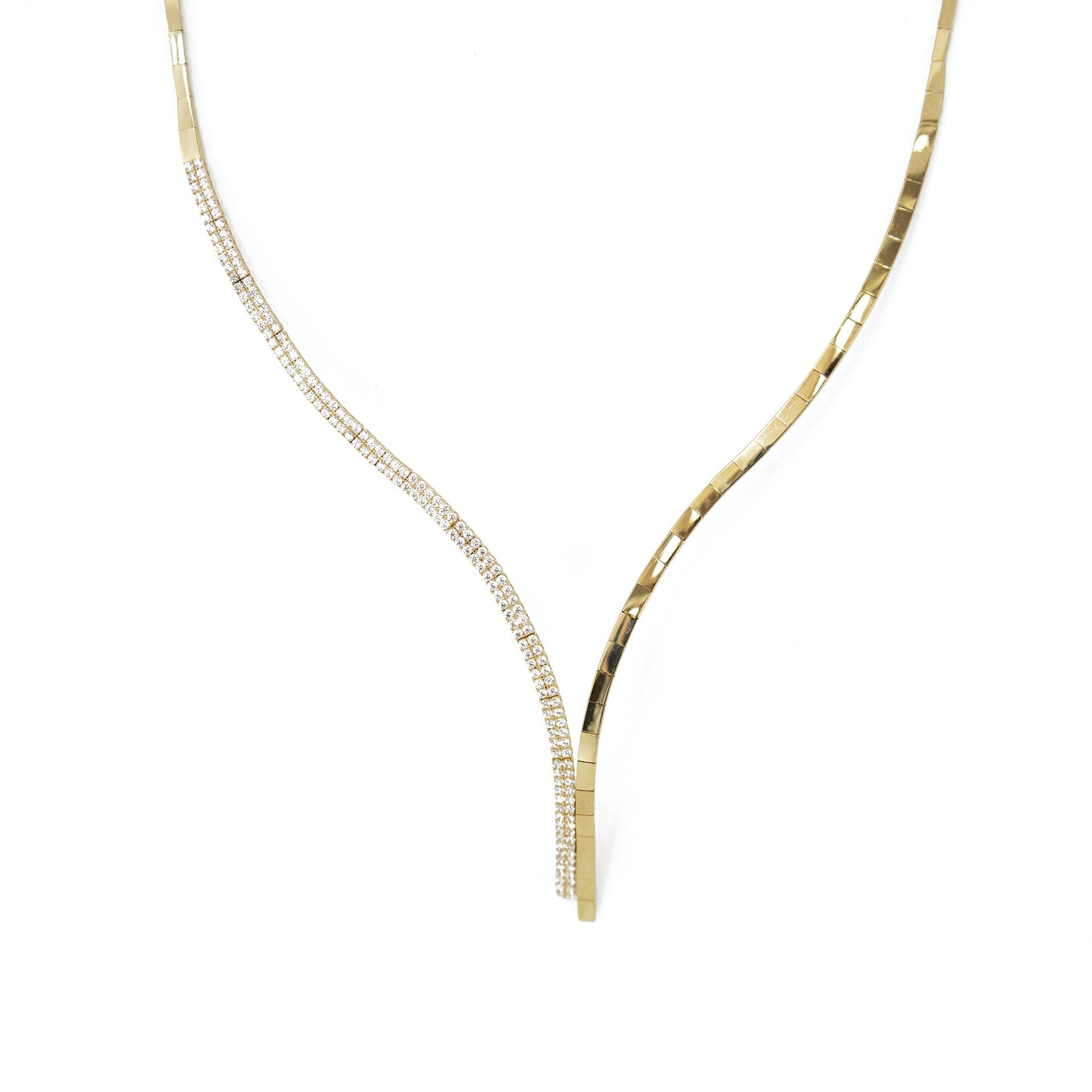 Parure - Collier, Bracelet en Or jaune 18k avec Diamants