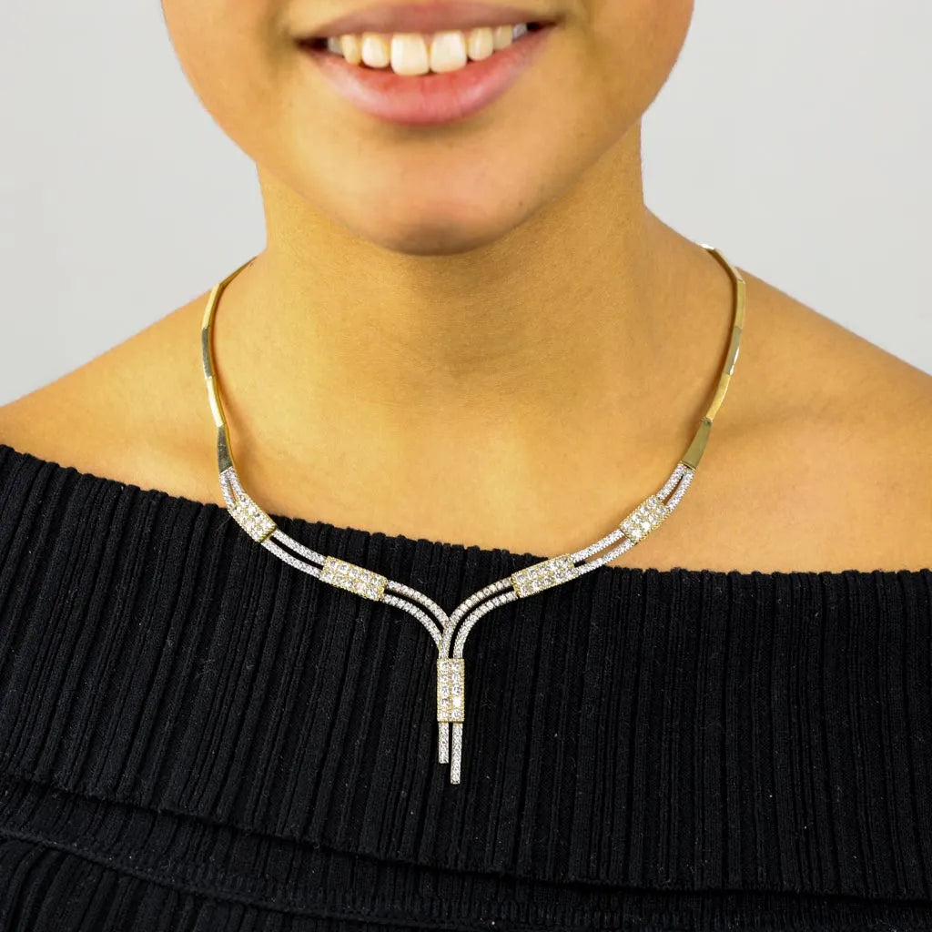 Parure Collier, Bracelet en Or jaune 18k avec Zirconiums