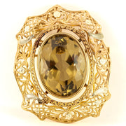 Pendentif / Broche en Or jaune 18k avec Citrine