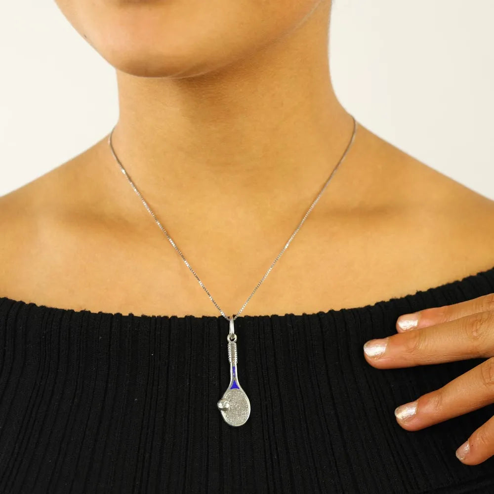 Sterling Silver Pendant - "Tennis Racket" Design