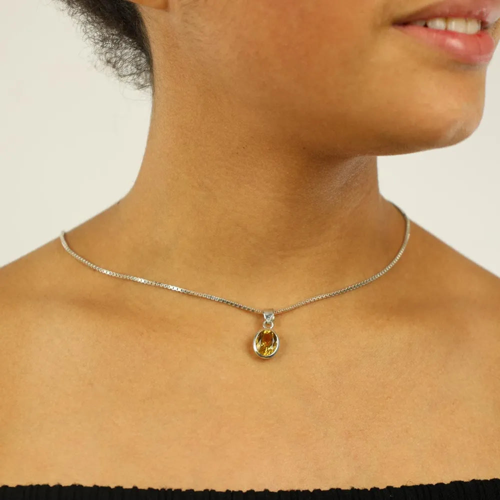 Sterling Silver Pendant with Citrine