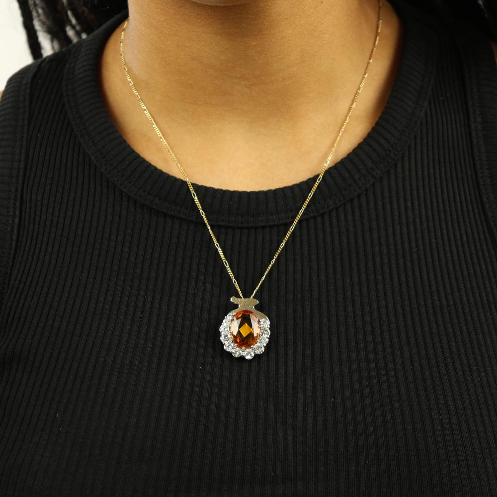 Sterling Silver Pendant with Synthetic Sapphire and Zirconium - Marchand d'Or Creation