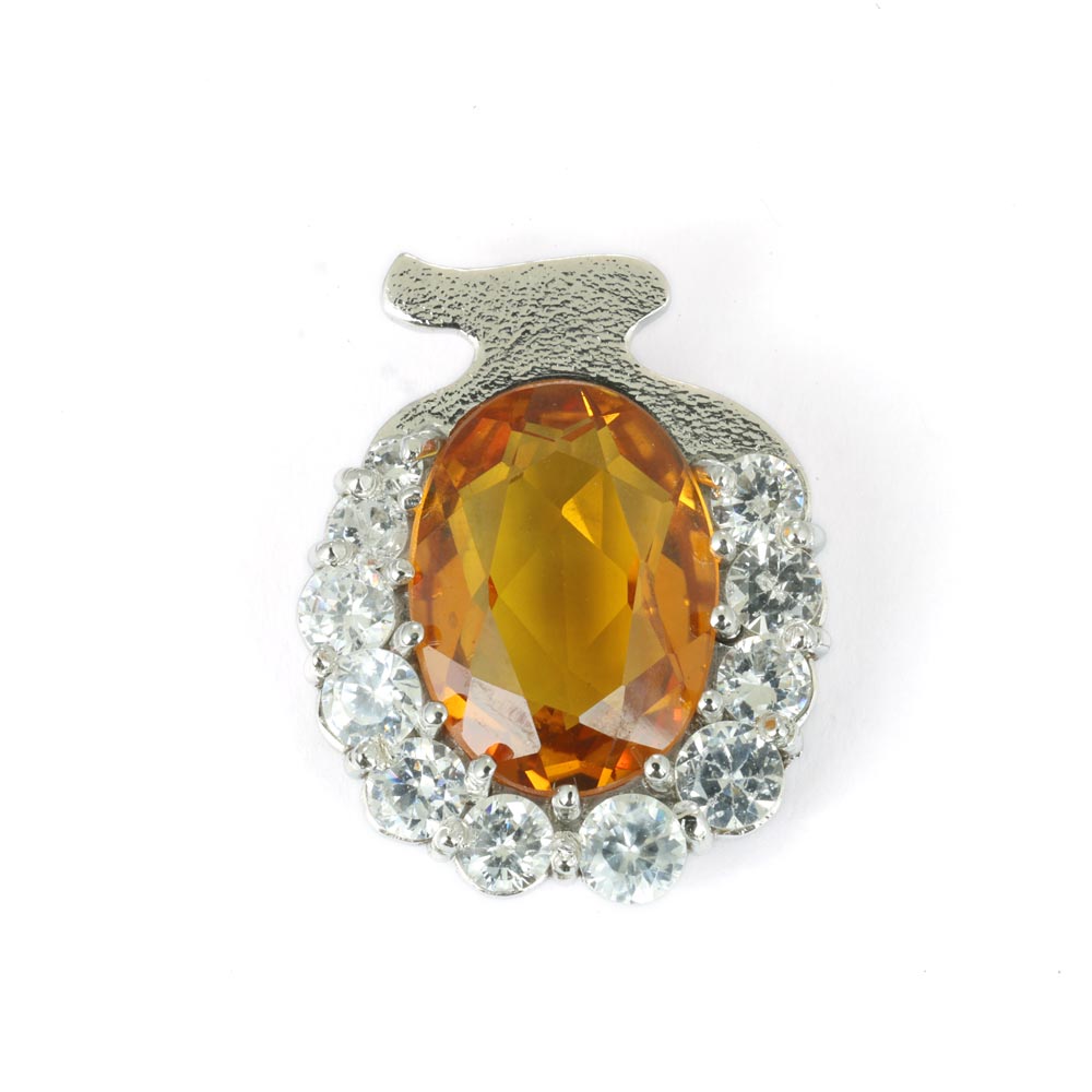 Sterling Silver Pendant with Synthetic Sapphire and Zirconium - Marchand d'Or Creation