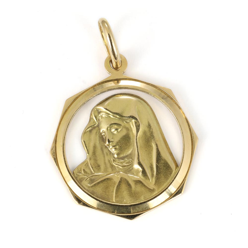 Pendentif en Or Jaune 18k - Médaillon "Vierge Marie"