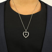 18k White Gold Pendant - "Heart" Motif with Diamonds