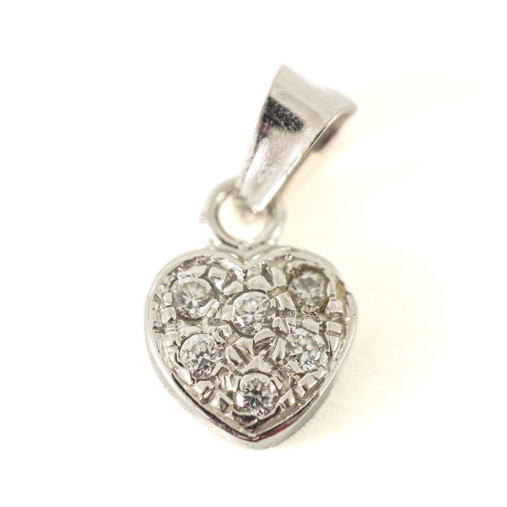 Pendentif en Or blanc 18k - Motif "Coeur" avec Zirconiums