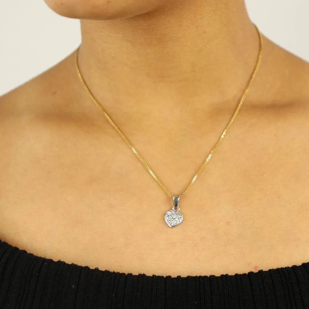 Pendentif en Or blanc 18k - Motif "Coeur" avec Zirconiums