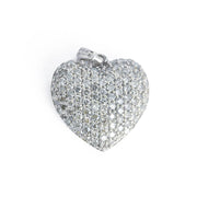 Pendentif en Or blanc 9k avec Diamants - Coeur