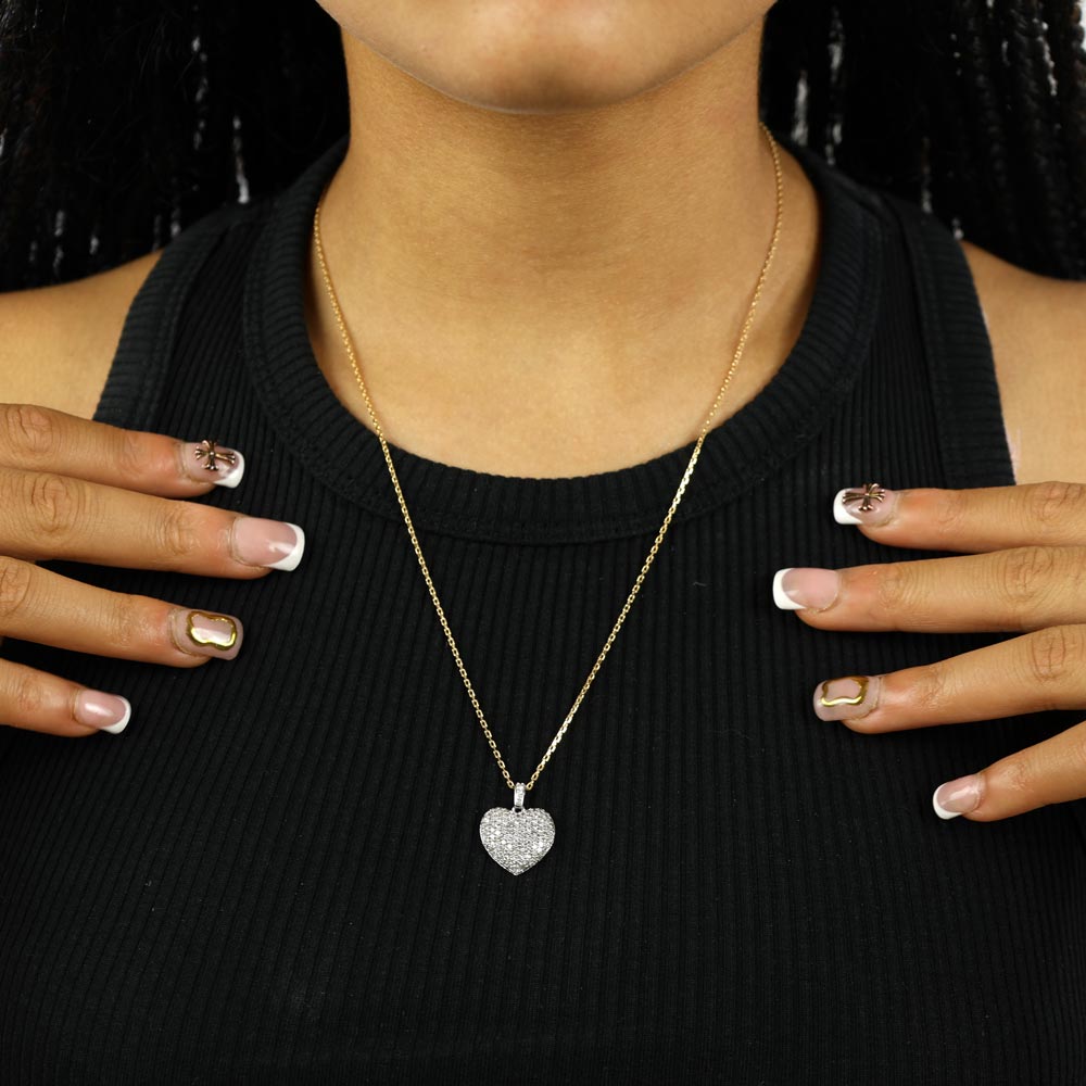 9k White Gold Diamond Pendant - Heart