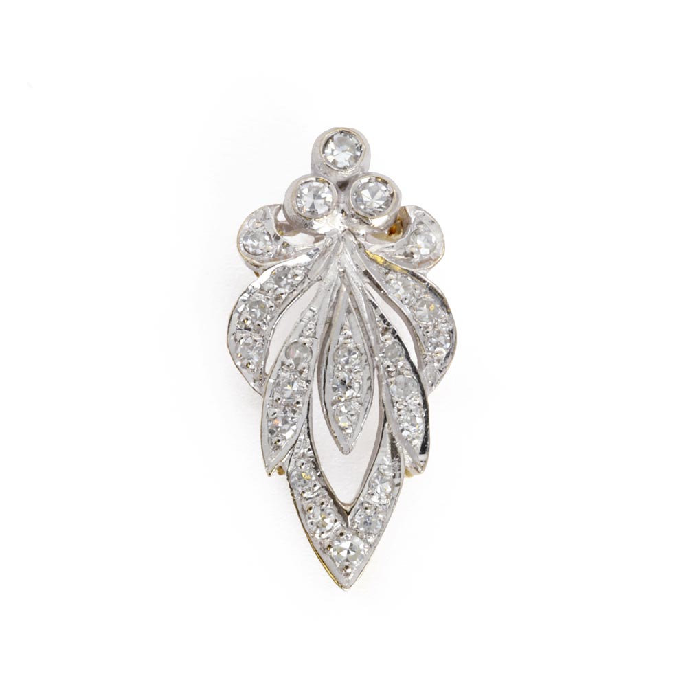 18k White and Yellow Gold Pendant with Diamonds - Fleur-de-lis